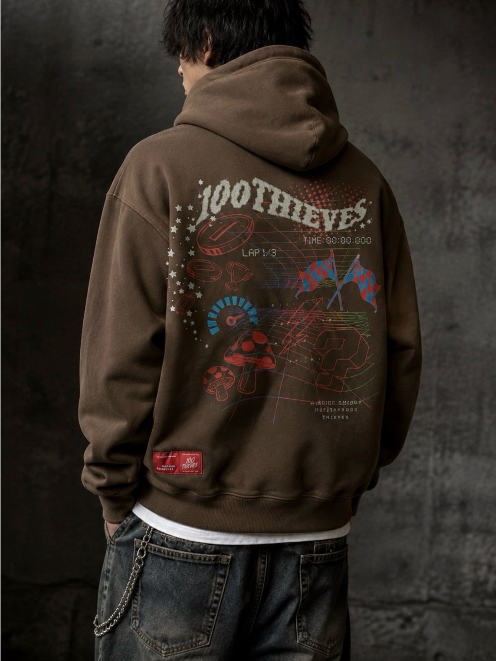 100 Thieves Brown Pullover Hoodie M